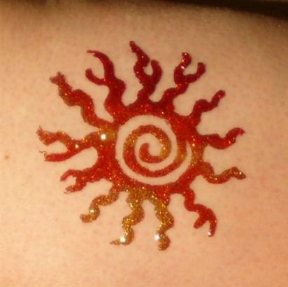Tribal Glitter Sun Tattoos